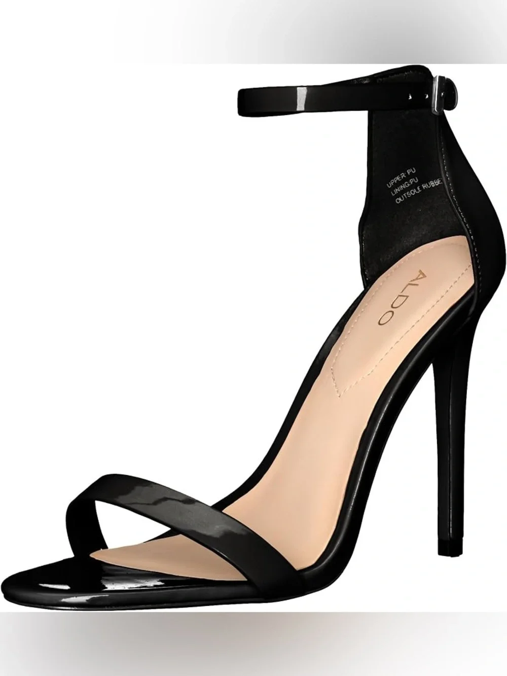 ALDO Black Patent Polesia Ankle-Strap High Heel Sandals